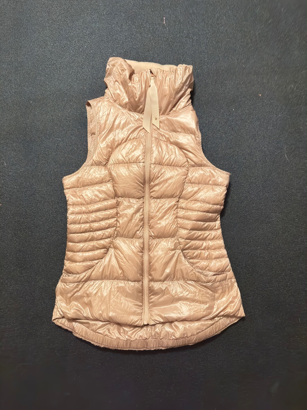lululemon athletica Rose Gold Metallic Goose Down Blush Quilted Puffer Vest